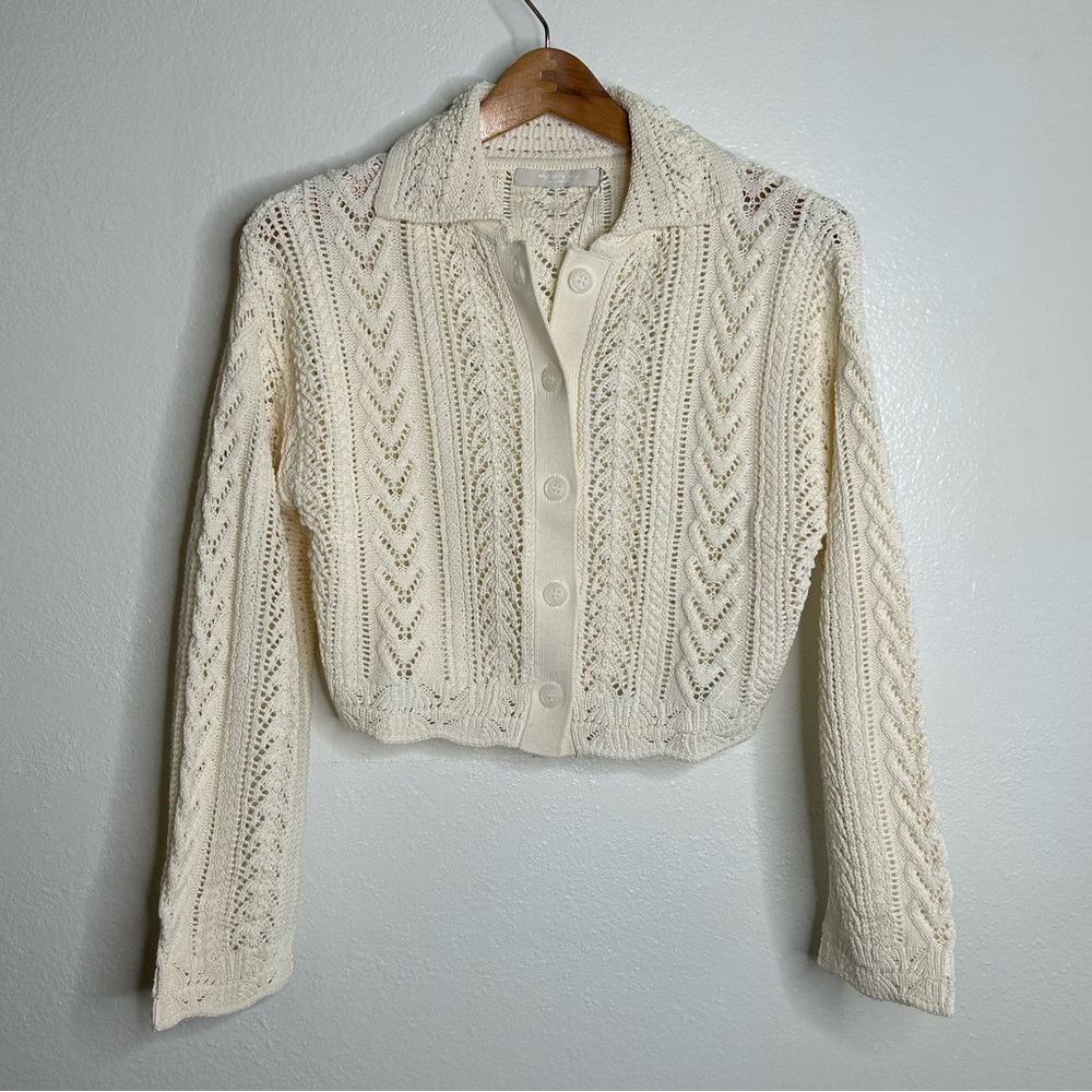 Cream Knit Button-Up Cardigan Sweater